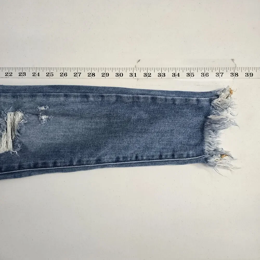 Kancan distressed skinny slim‎ jeans 27 blue womens raw hem 6769
